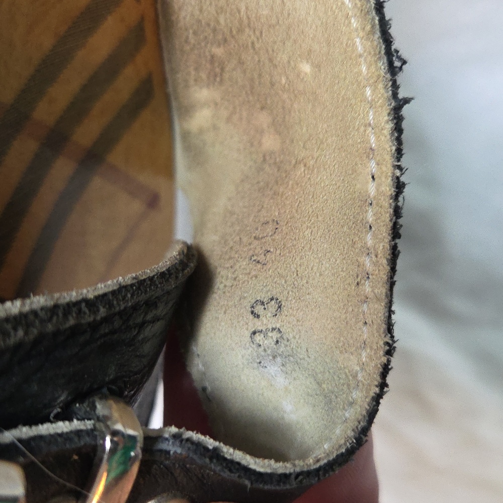 BURBERRY Limited Edition 2004 Wooden Sandals BLACK PLAID Leather Clog size 8 - Picture 11 of 13